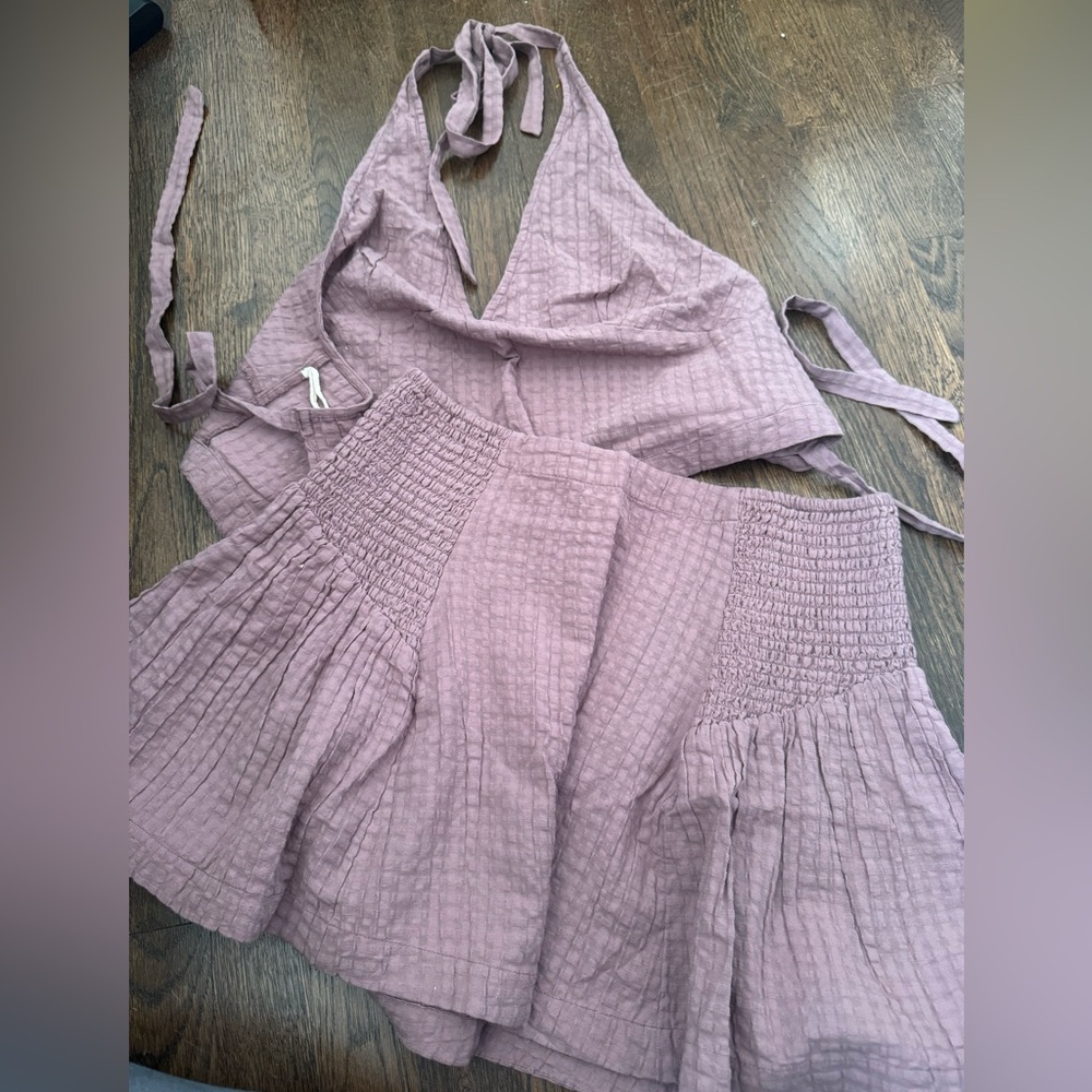 Free People Mauve Halter Top and Skirt Set